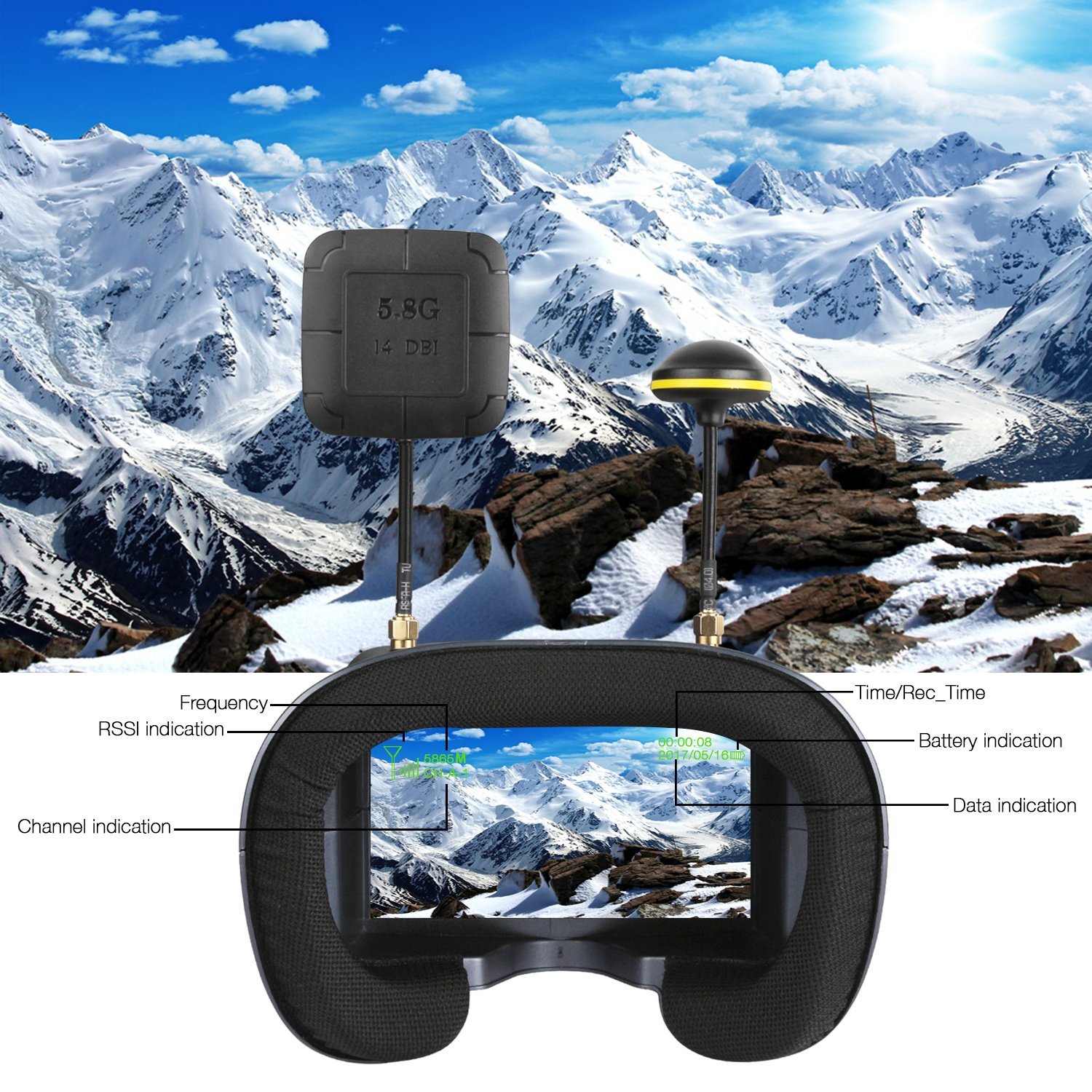 008D 5.8G 40CH 4.3 นิ้ว 800*48 - Skyzone Sky04O Pro Fpv Goggles บทวิจารณ์และราคา